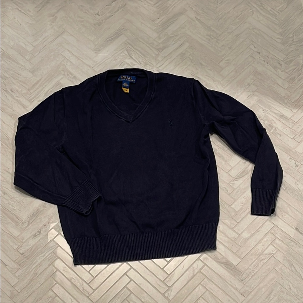 Ralph Lauren Boys Navy Blue V Neck sweater, size 7 - Picture 3 of 6